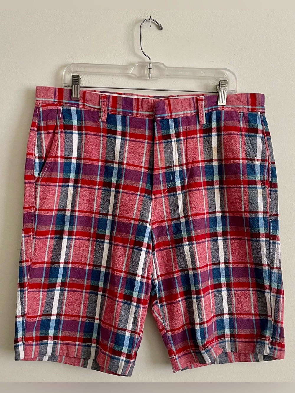 🍎 J. Crew Red Plaid Flat Front Shorts 🍎